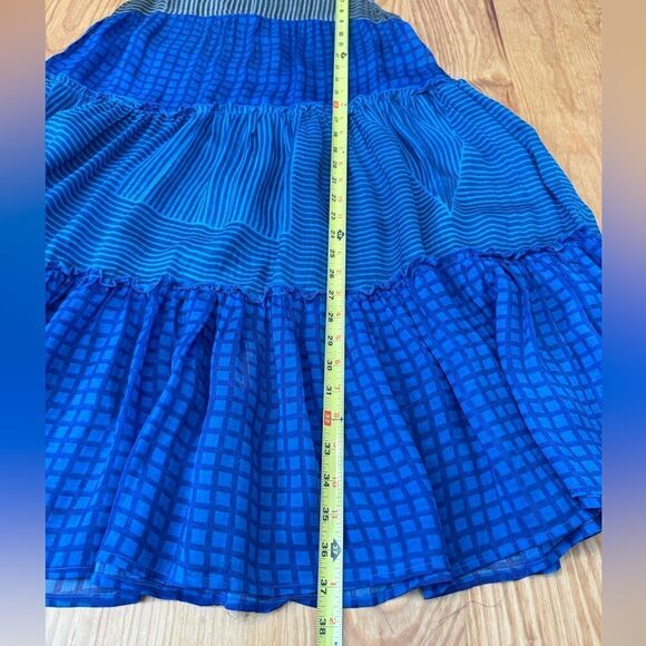 Anthropologie Conditions Apply Tiered Tiered Midi Dress Size Small Gray/Blue - Picture 5 of 11